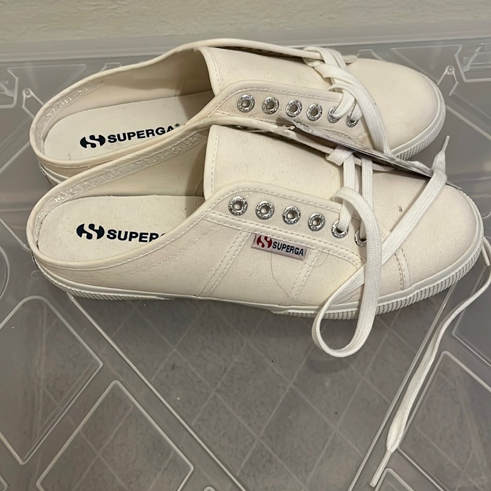 Superga Mules NWT Size 9 1/2W White